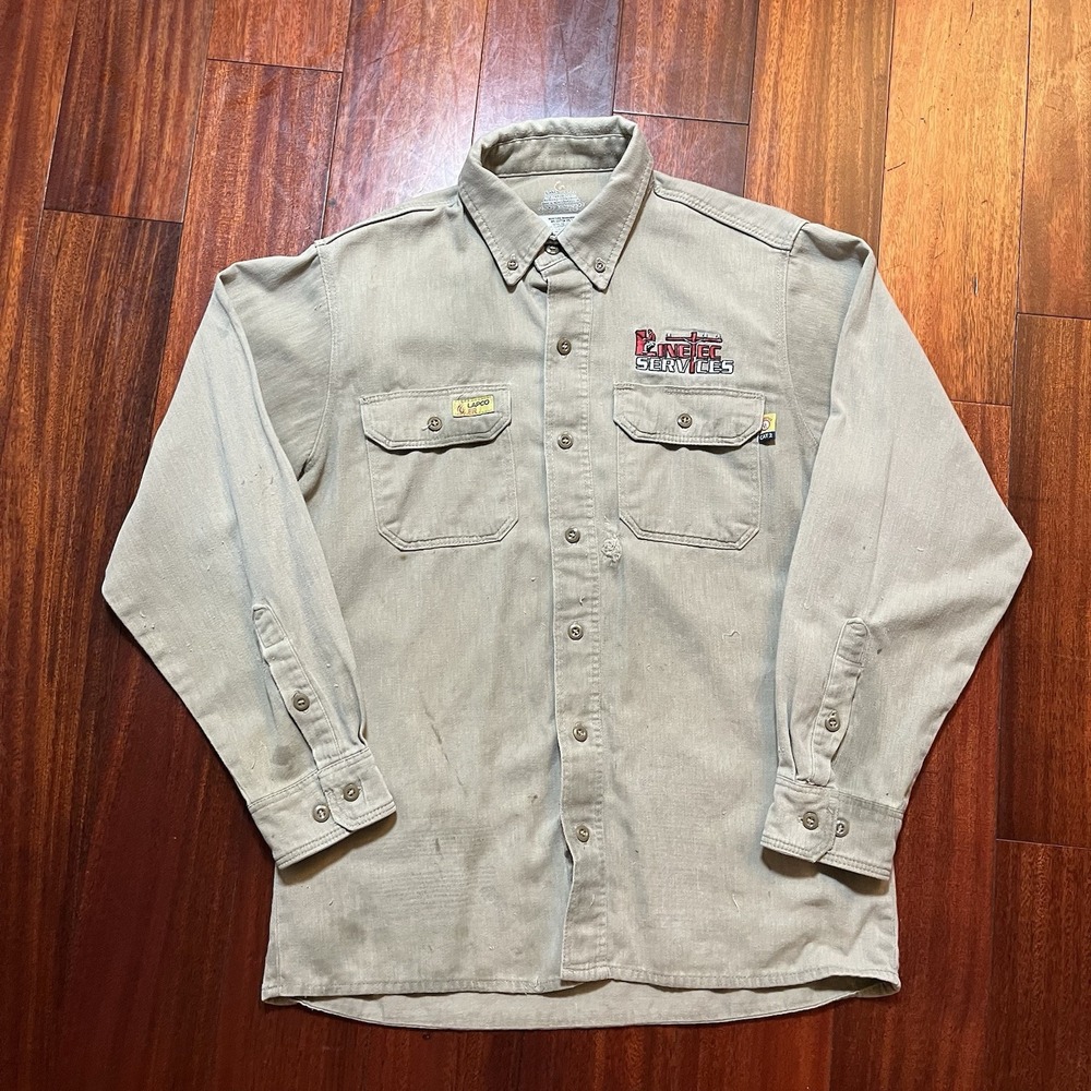 LAPCO FR Shirt Mens SM-REG Tan Moisture Management Mechanic Workwear Flame READ